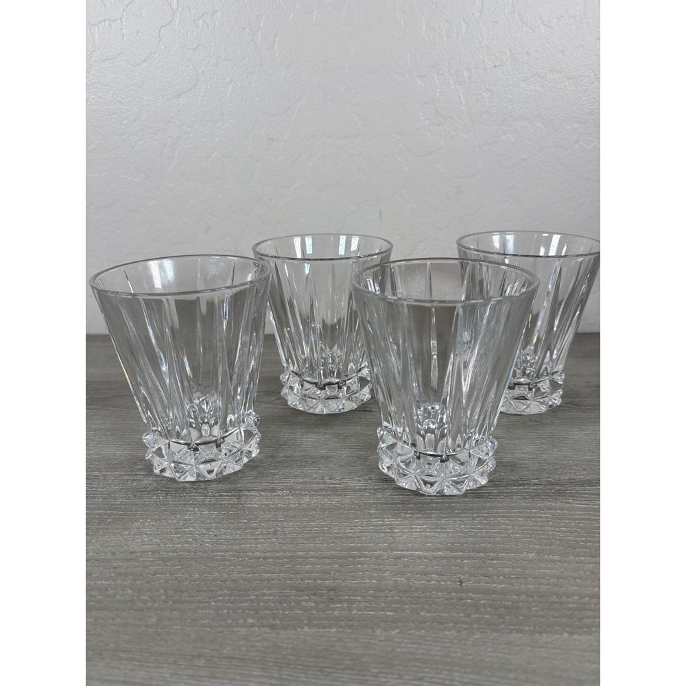 Rosenthal Germany Heavy Crystal Whiskey Glasses Set of 4 Diamond Base Tumblers